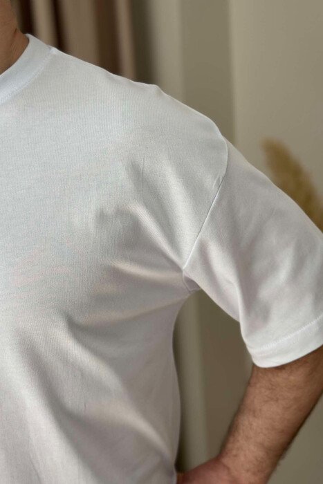 T-SHIRT NJË NGJYRËSH PËR MESHKUJ NË NGJYRËN E BARDHË - 4