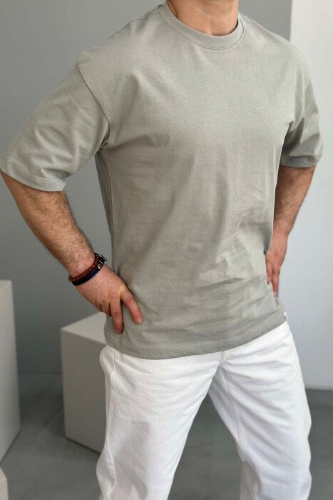 T-SHIRT NJË NGJYRËSH PËR MESHKUJ NË NGJYRËN GRI - KLAUDIO FASHION