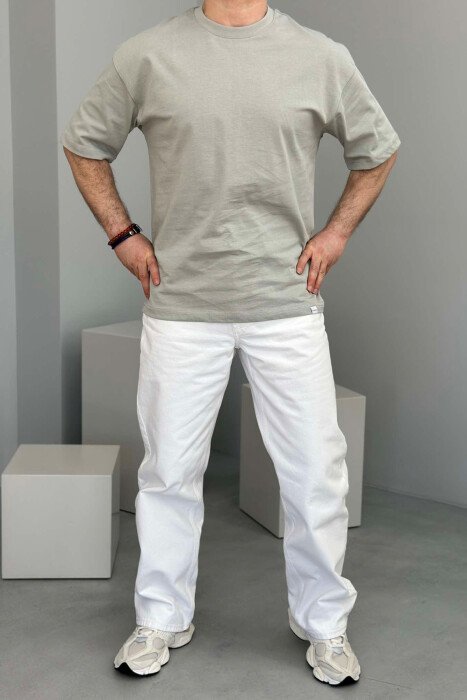 T-SHIRT NJË NGJYRËSH PËR MESHKUJ NË NGJYRËN GRI - 3