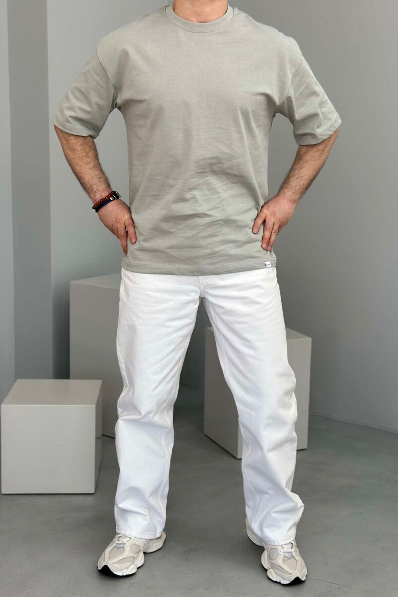 T-SHIRT NJË NGJYRËSH PËR MESHKUJ NË NGJYRËN GRI - 3
