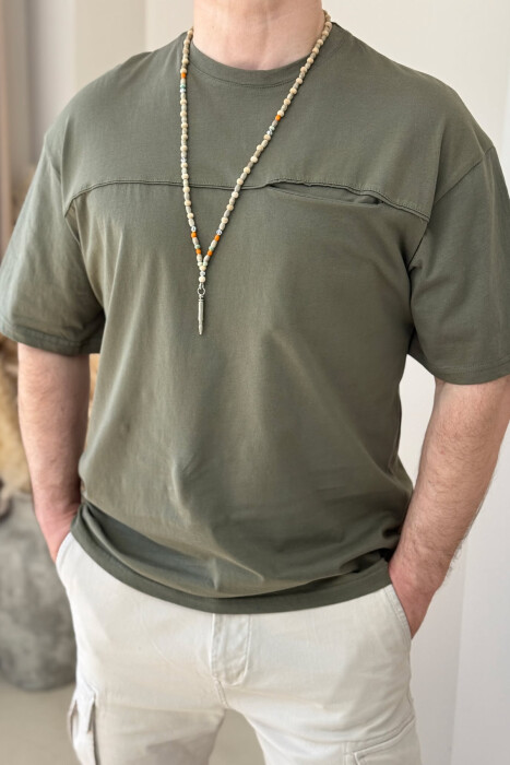 T-SHIRT NJË NGJYRËSH PËR MESHKUJ NË NGJYRËN ULLI - 3