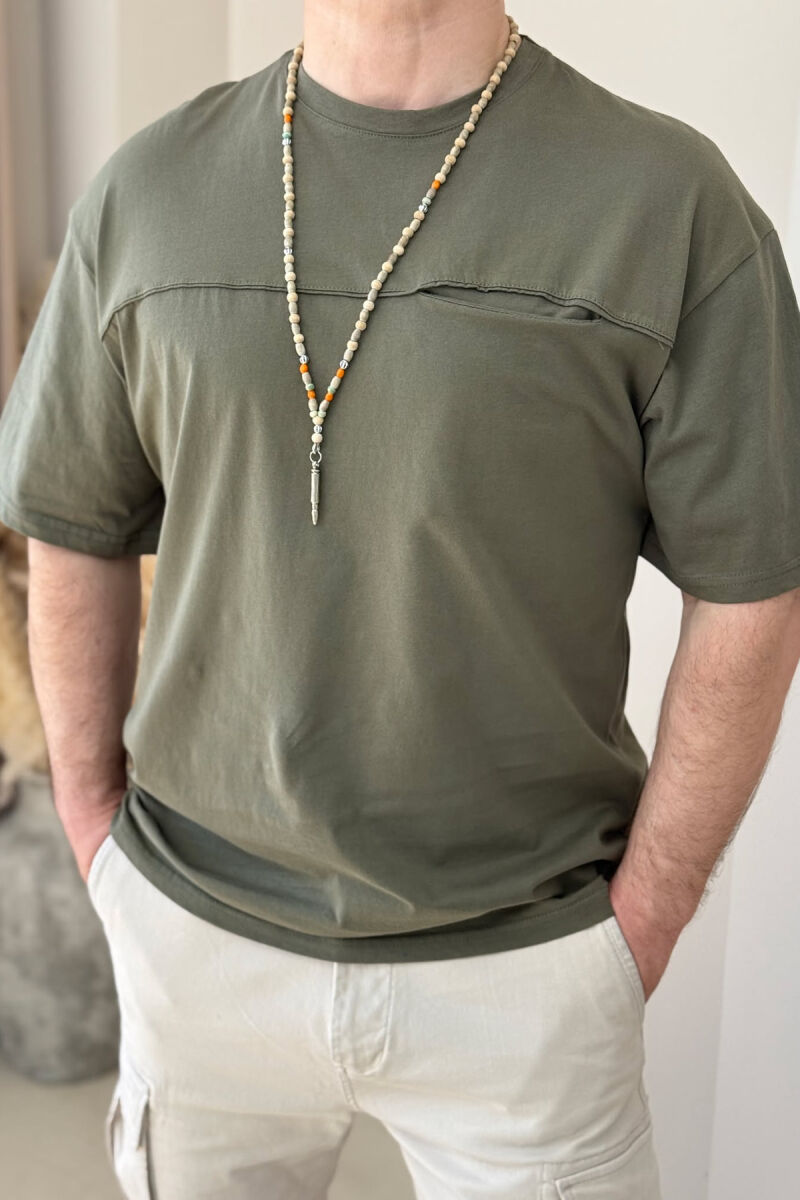 T-SHIRT NJË NGJYRËSH PËR MESHKUJ NË NGJYRËN ULLI - 3