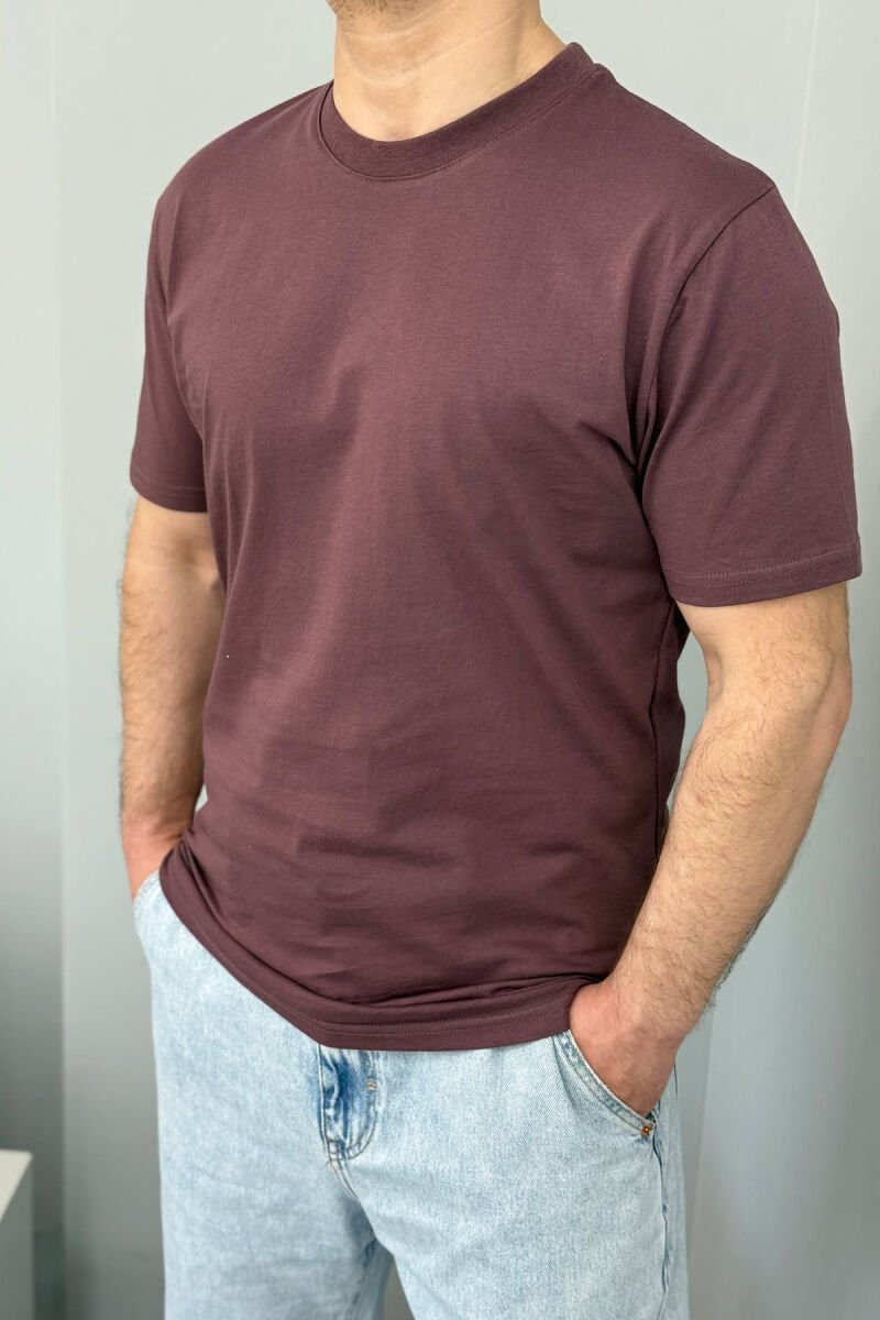 T-SHIRT NJË NGJYRËSH PËR MESHKUJ NË NGJYRËN UTHULL - 2