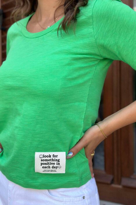 T-SHIRT NJË NGJYRËSHE PËR FEMRA NË NGJYRË JESHILE - 6