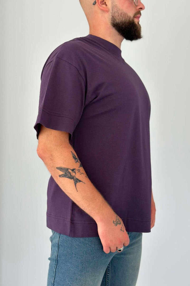 T-SHIRT NJË NGJYRËSHE PËR MESHKUJ NË NGJYRË LEJLA - 3