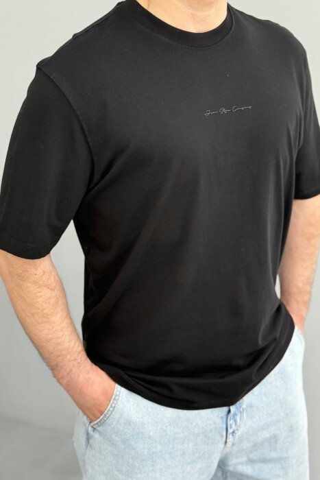 T-SHIRT NJË NGJYRËSHE PËR MESHKUJ NË NGJYRË TË ZEZË - 2