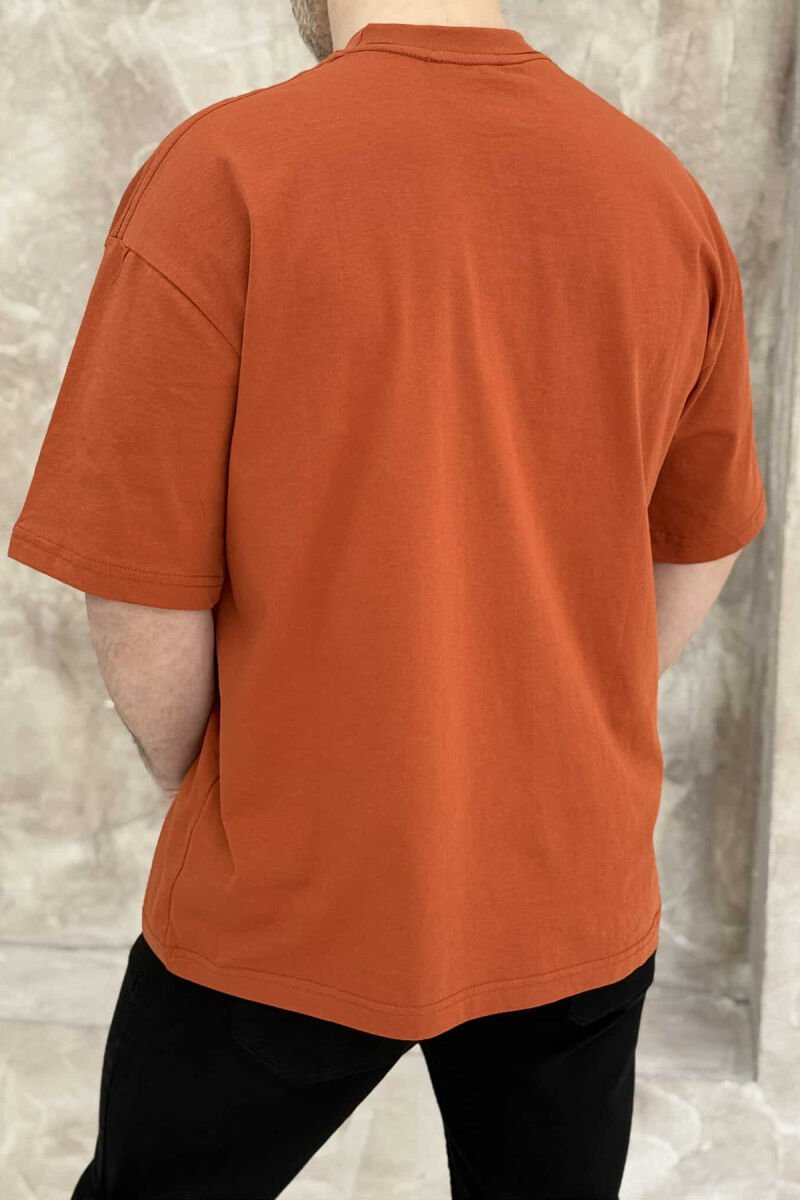 T -SHIRT NJË NGJYRËSHE PËR MESHKUJ NË NGJYRË TULLË - 3