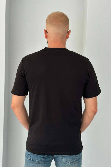 T-SHIRT NJË NGJYRËSHE PËR MESHKUJ NË NGJYRË TË ZEZË - 2