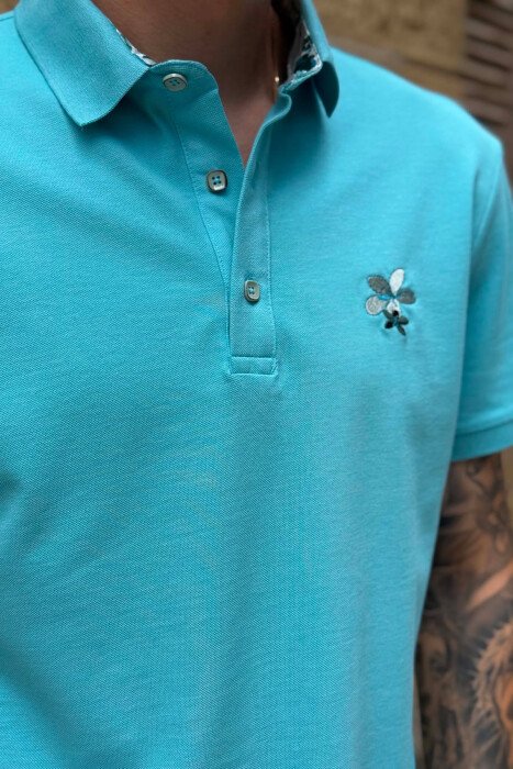 T-SHIRT NJE NJGJYRESH ME JAKE POLO PER MESHKUJ NE NGJYRE BABY BLU - 2