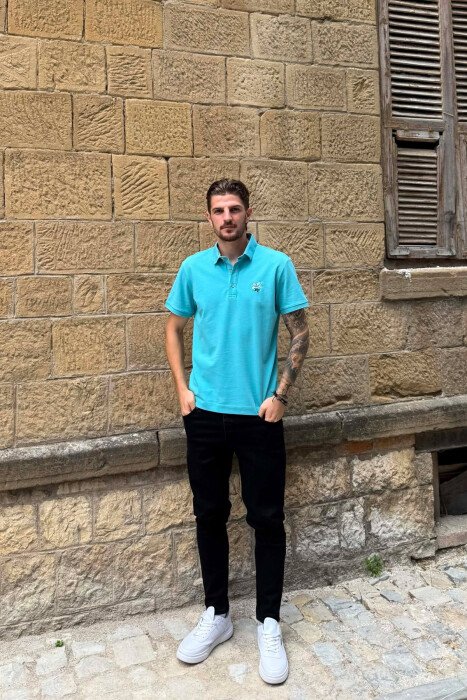T-SHIRT NJE NJGJYRESH ME JAKE POLO PER MESHKUJ NE NGJYRE BABY BLU - 4