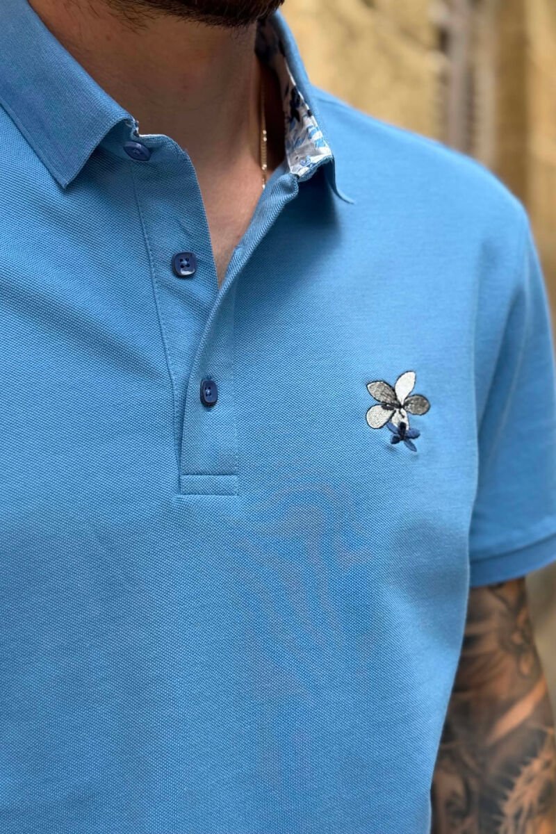 T-SHIRT NJE NJGJYRESH ME JAKE POLO PER MESHKUJ NE NGJYRE BLU TE ZBARDHUR - 2