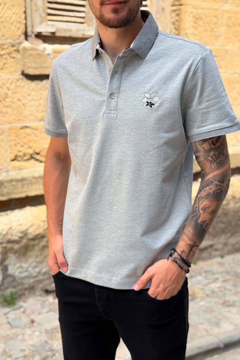 T-SHIRT NJE NJGJYRESH ME JAKE POLO PER MESHKUJ NE NGJYRE GRI - 5