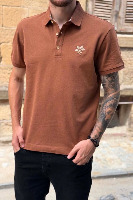 T-SHIRT NJE NJGJYRESH ME JAKE POLO PER MESHKUJ NE NGJYRE KAFE - 5