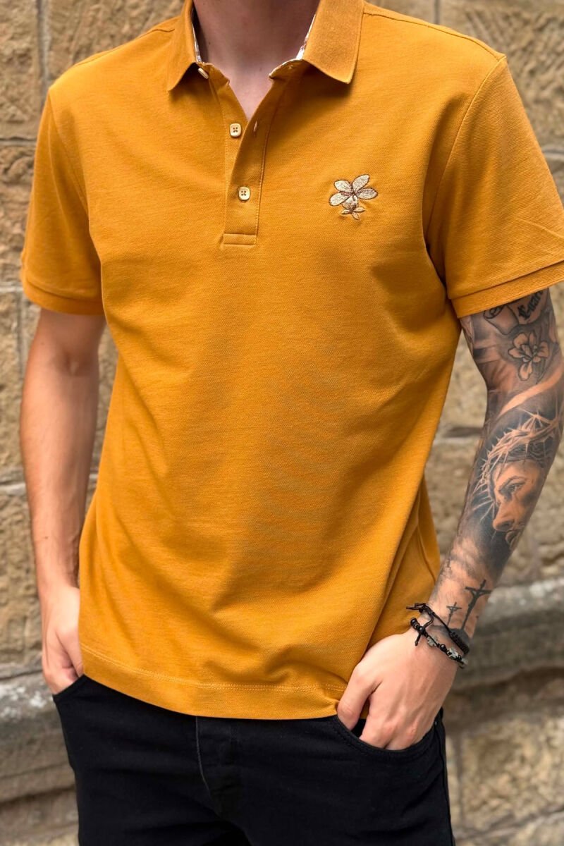 T-SHIRT NJE NJGJYRESH ME JAKE POLO PER MESHKUJ NE NGJYRE MUSTARDE - 5