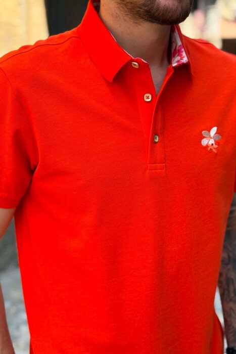 T-SHIRT NJE NJGJYRESH ME JAKE POLO PER MESHKUJ NE NGJYRE PORTOKALLI E ERRET - 2