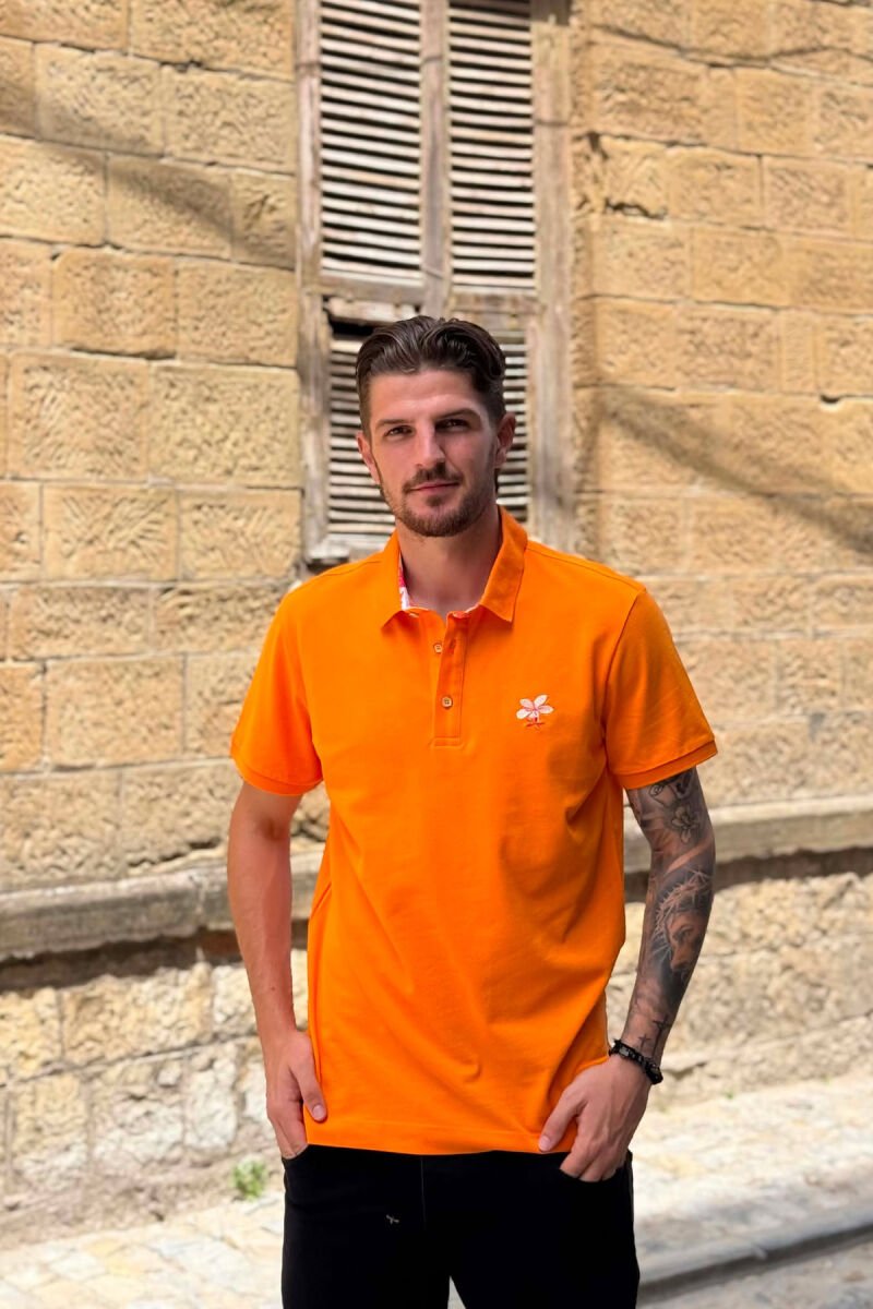 T-SHIRT NJE NJGJYRESH ME JAKE POLO PER MESHKUJ NE NGJYRE PORTOKALLI - 1