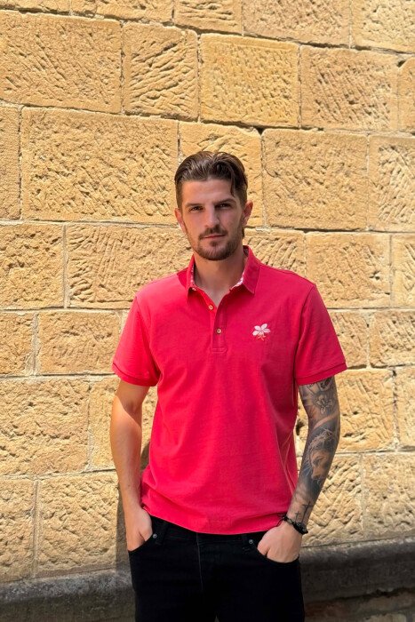 T-SHIRT NJE NJGJYRESH ME JAKE POLO PER MESHKUJ NE NGJYRE SALMON - KLAUDIO FASHION