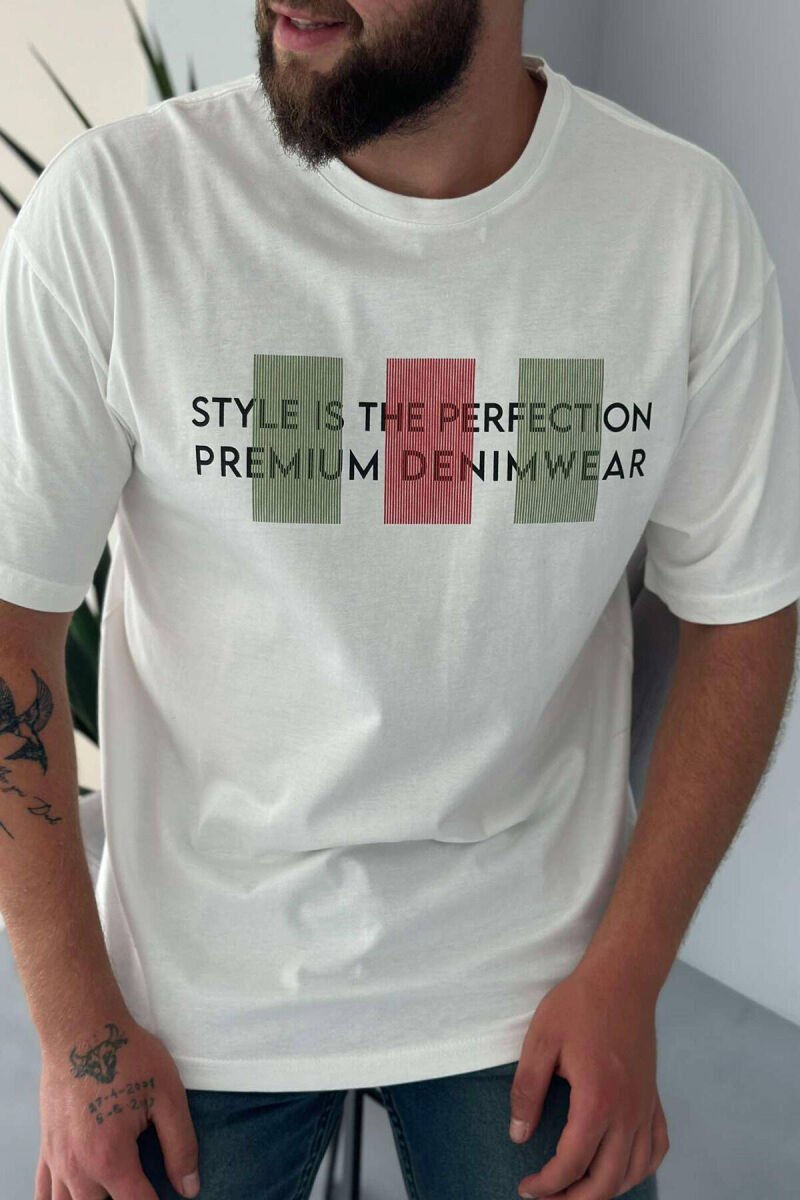T-SHIRT PAMBUK PËR MESHKUJ NË NGJYRË KREM - 3