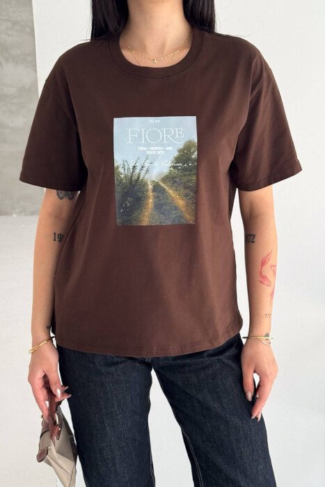 T-SHIRT PER FEMRA NE NGJYRE KAFE 