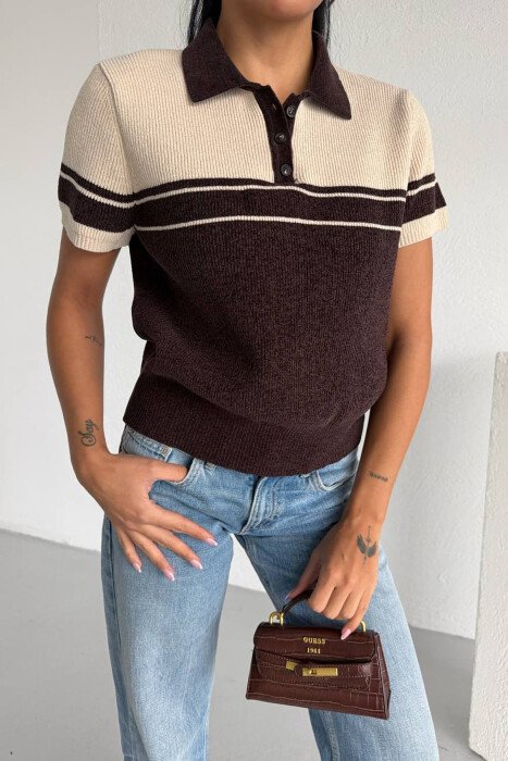 T-SHIRT PER FEMRA NE NGJYRE KREM ME TE BARDHE - 2