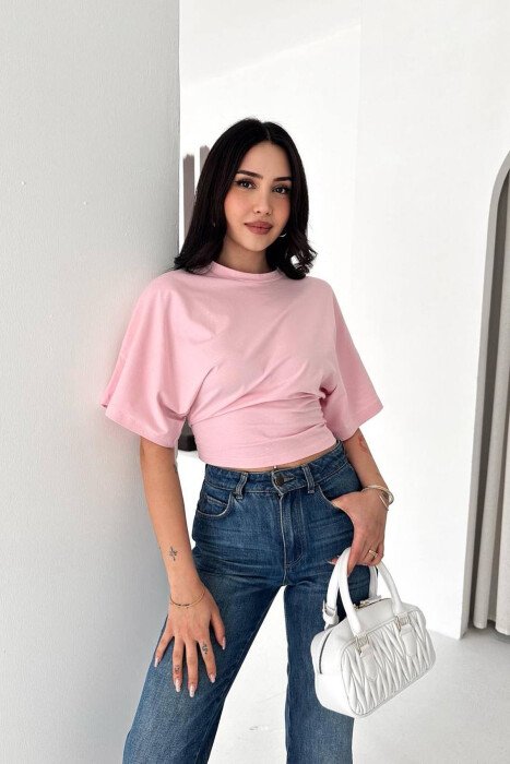 T-SHIRT PER FEMRA NE NGJYRE ROZE TE ZBARDHUR 