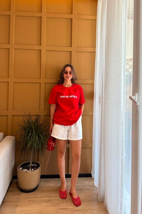 T-SHIRT PER FEMRA NE NGJYRE TE KUQE - 3