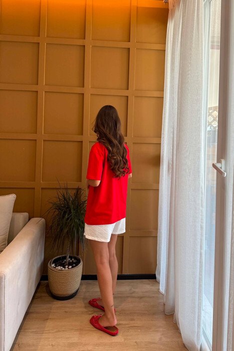 T-SHIRT PER FEMRA NE NGJYRE TE KUQE - 4