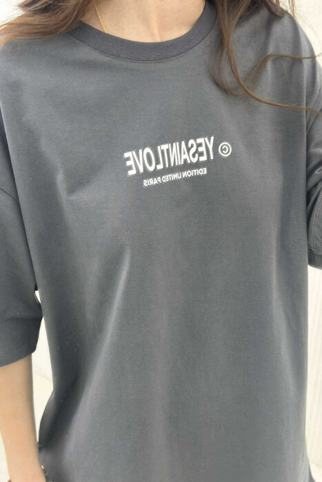 T-SHIRT PËR FEMRA NË NGJYRËN GRI E ERRËT - 6