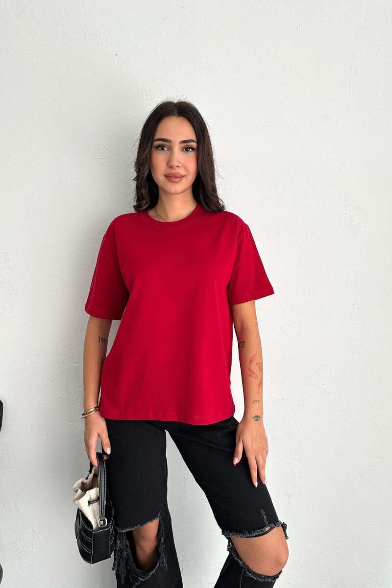 T-SHIRT PËR FEMRA NË NGJYRËN VISHNJË - 1