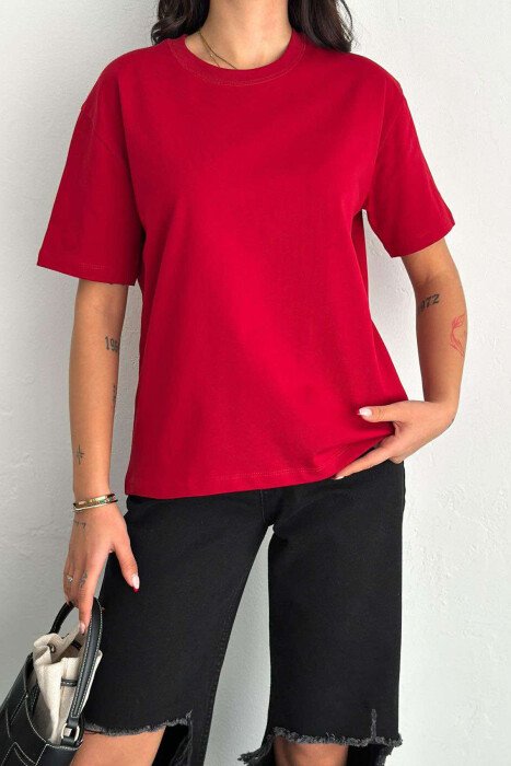 T-SHIRT PËR FEMRA NË NGJYRËN VISHNJË - 2