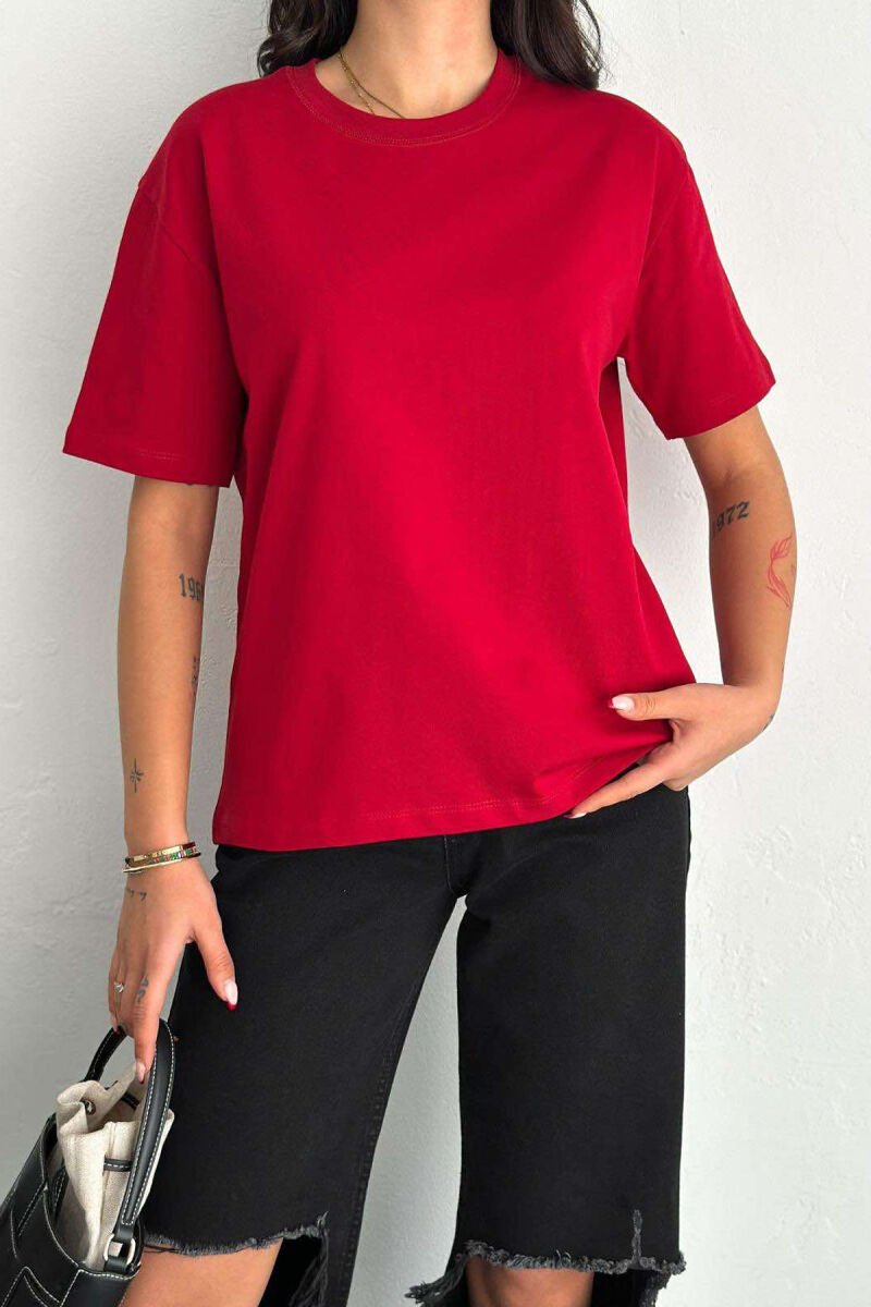 T-SHIRT PËR FEMRA NË NGJYRËN VISHNJË - 2
