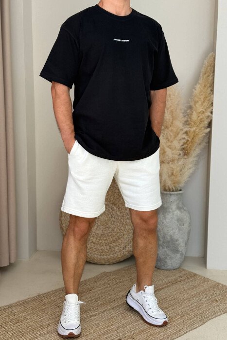 T-SHIRT+ SHORTS LITTLE WRITTINGS MEN SET BLACK-WHITE/ZB - 