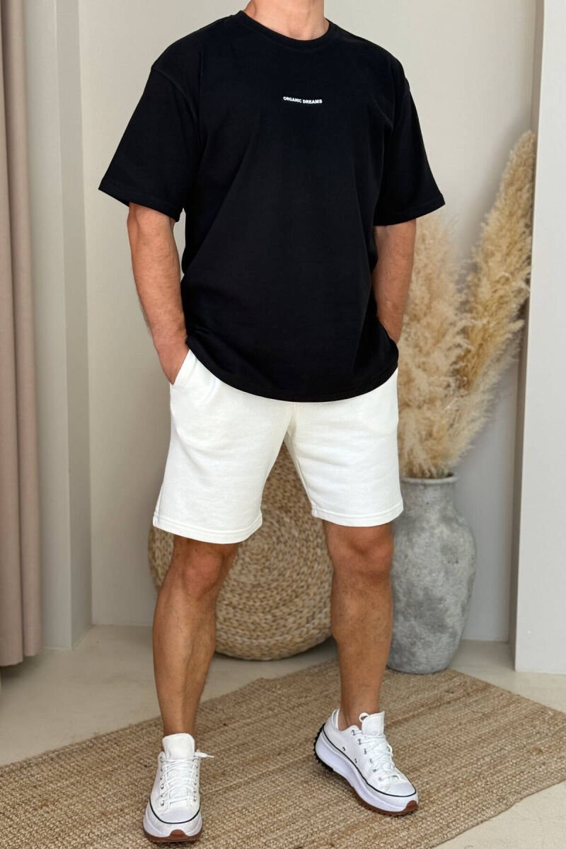 T-SHIRT+ SHORTS LITTLE WRITTINGS MEN SET BLACK-WHITE/ZB - 1