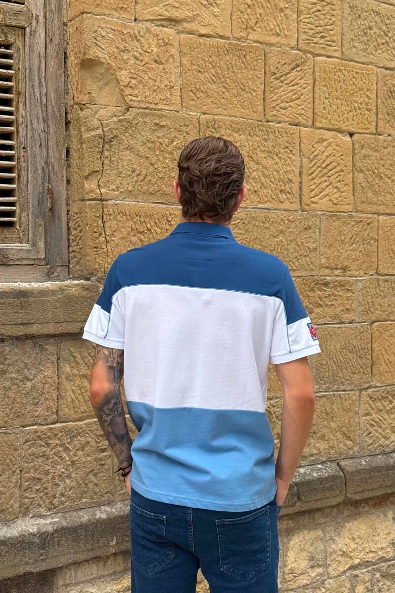 T-SHIRT TRE NGJYRESH ME JAKE POLO PER MESHKUJ NE NGJYRE BLU - 3