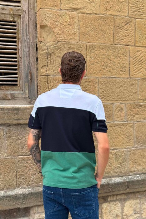 T-SHIRT TRE NGJYRESH ME JAKE POLO PER MESHKUJ NE NGJYRE TE BARDHE DHE JESHILE - 3