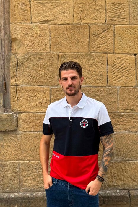 T-SHIRT TRE NGJYRESH ME JAKE POLO PER MESHKUJ NE NGJYRE TE BARDHE - KLAUDIO FASHION