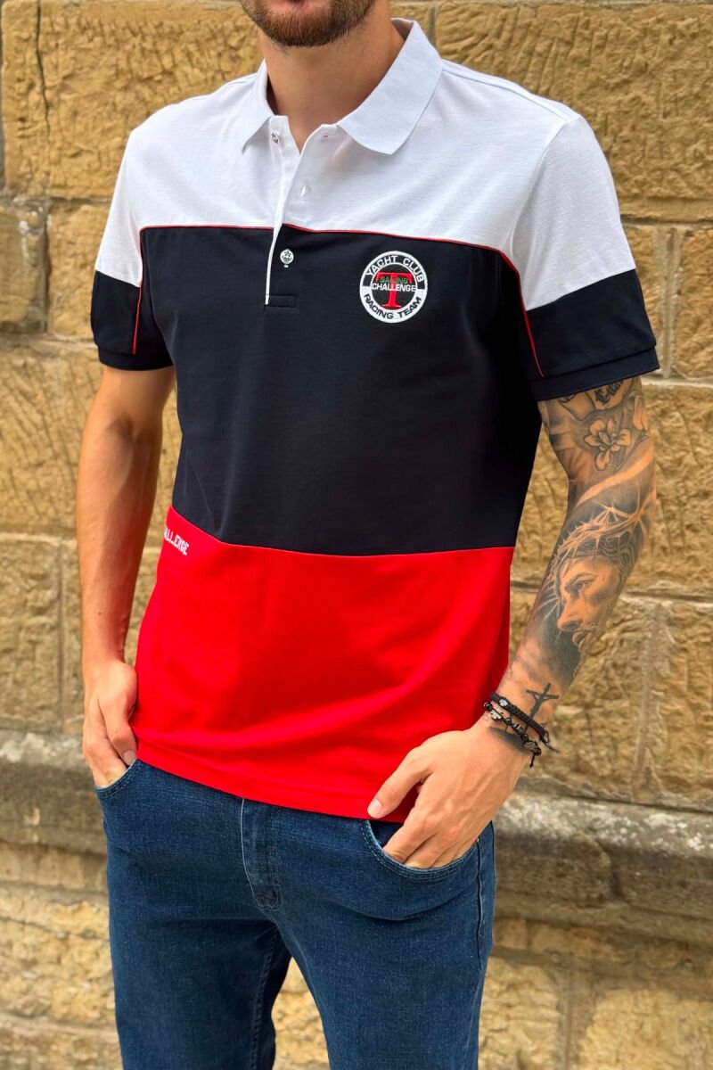 T-SHIRT TRE NGJYRESH ME JAKE POLO PER MESHKUJ NE NGJYRE TE BARDHE - 5