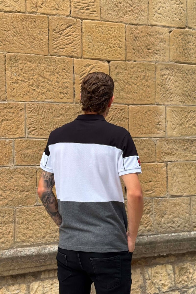 T-SHIRT TRE NGJYRESH ME JAKE POLO PER MESHKUJ NE NGJYRE TE ZEZE - 3