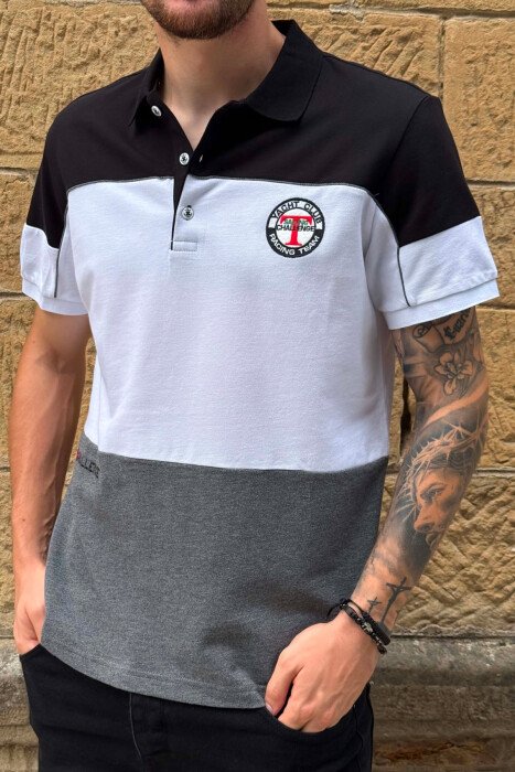 T-SHIRT TRE NGJYRESH ME JAKE POLO PER MESHKUJ NE NGJYRE TE ZEZE - 5