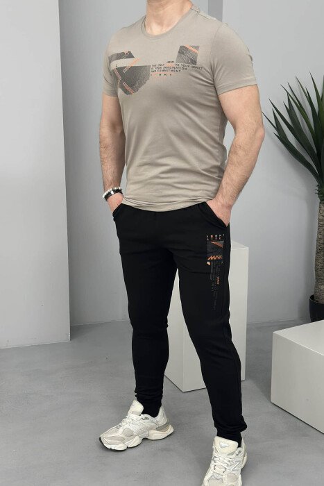 T-SHIRT+TUTA PËR MESHKUJ NË NGJYRËN BEZHË 