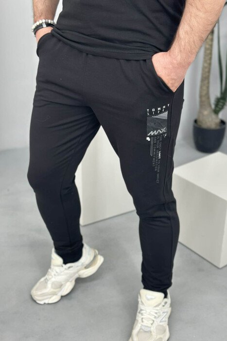 T-SHIRT+JOGGERS WRITTINGS ONE COLOR MEN SET BLACK/ E ZEZE - 2