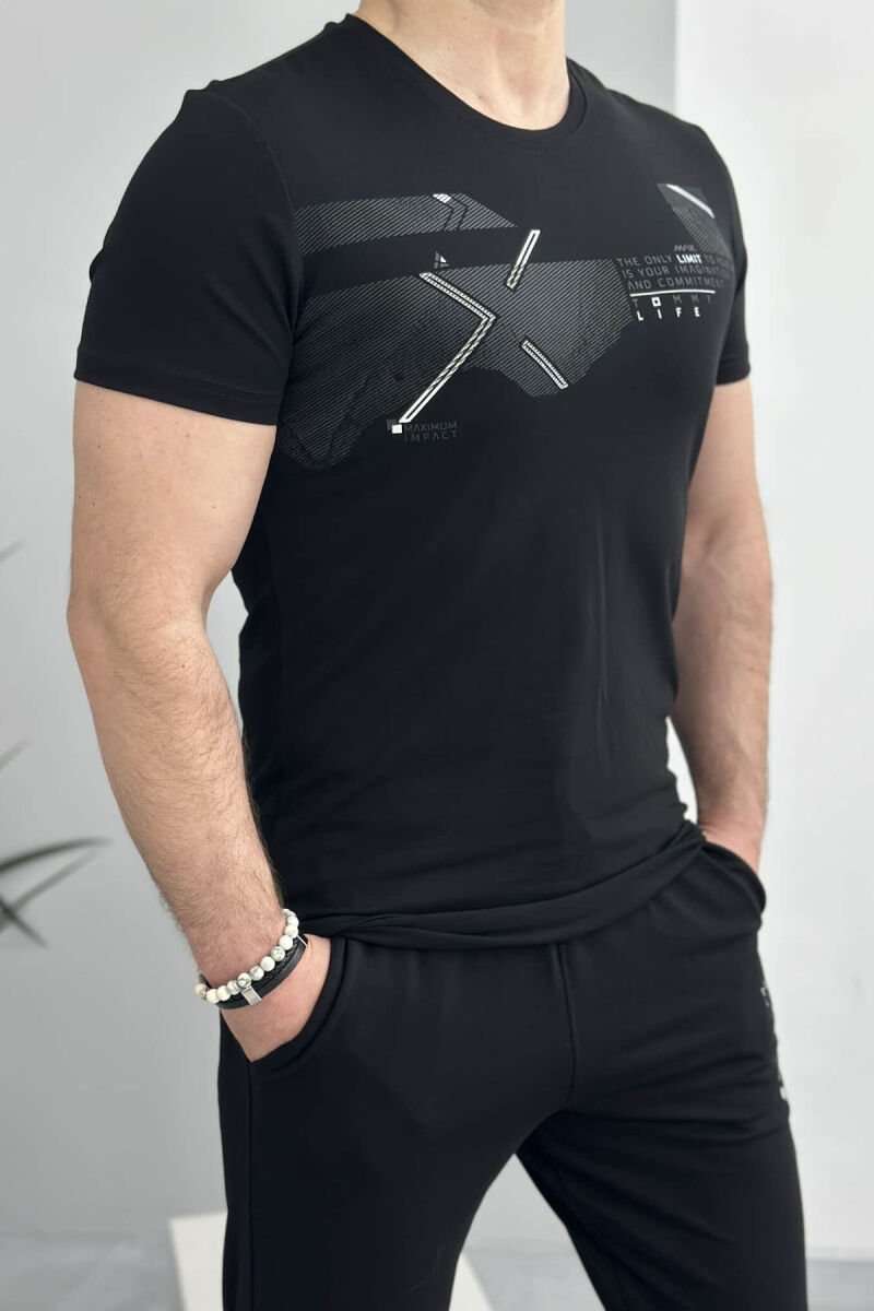 T-SHIRT+JOGGERS WRITTINGS ONE COLOR MEN SET BLACK/ E ZEZE - 4