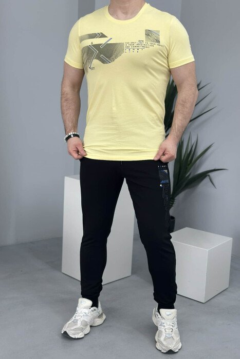 T-SHIRT+TUTA PËR MESHKUJ NË NGJYRËN E VERDHË 