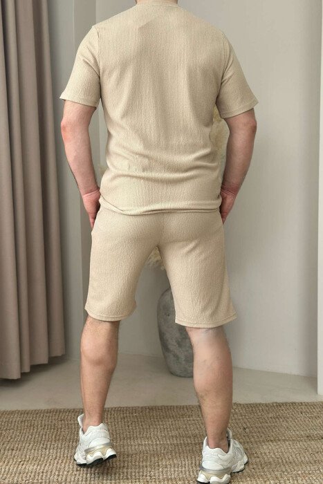 T-SHIRT+SHORT SWEATPANTS ONE COLOR MEN SET BEIGE/BEZHE - 3