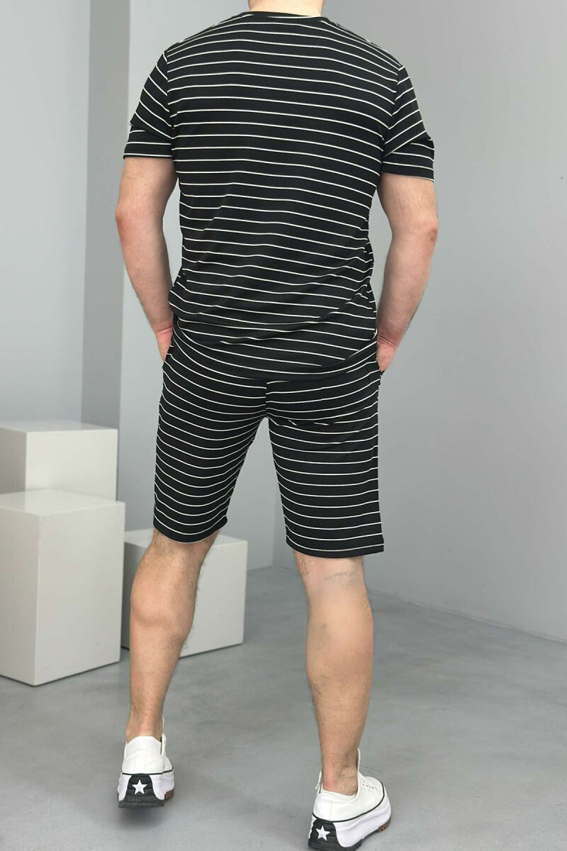 T-SHIRT+SHORT SWEATPANTS STRIPED MEN SET BLACK/ E ZEZE - 2