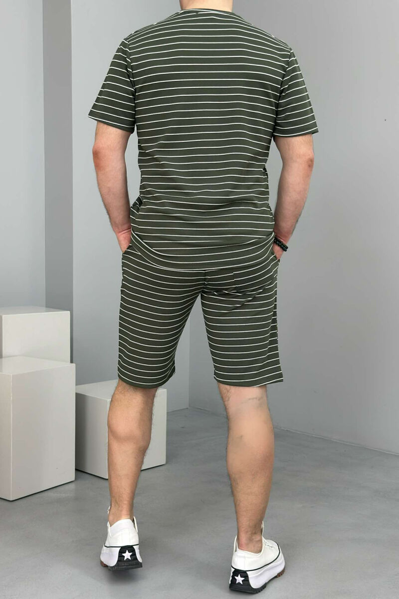 T-SHIRT+SHORT SWEATPANTS STRIPED MEN SET GREEN/JESHILE - 2