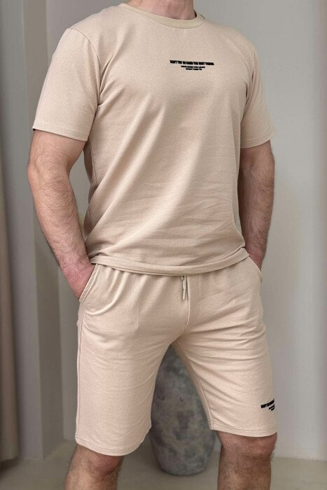 T-SHIRT+SHORT SWEATPANTS WRITTINGS MEN SET BEIGE/BEZHE - 2