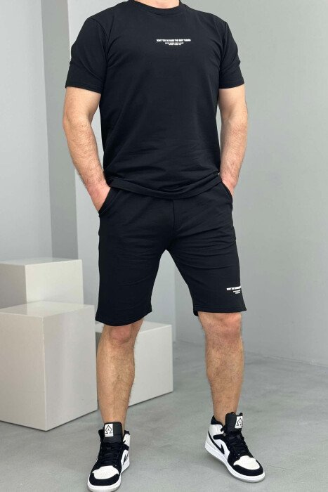 T-SHIRT+SHORT SWEATPANTS WRITTINGS MEN SET BLACK/ E ZEZE - 1