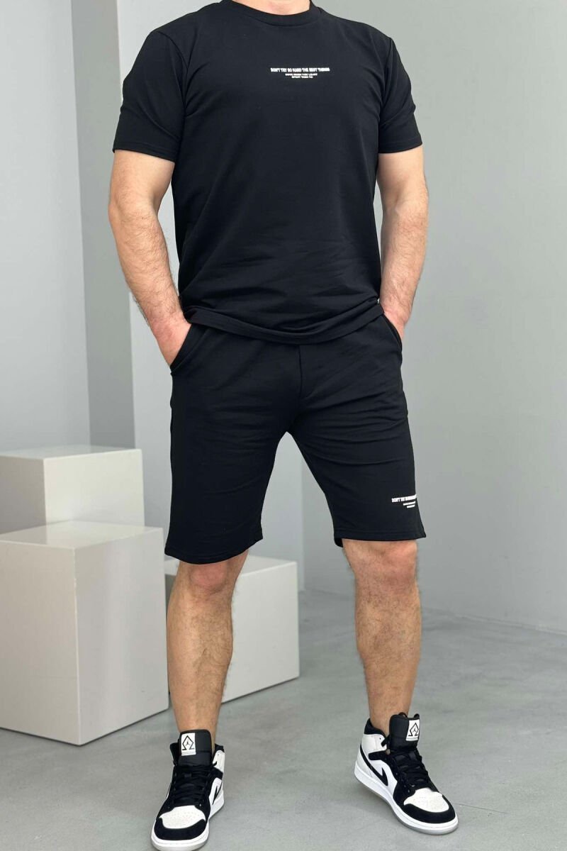 T-SHIRT+SHORT SWEATPANTS WRITTINGS MEN SET BLACK/ E ZEZE - 1