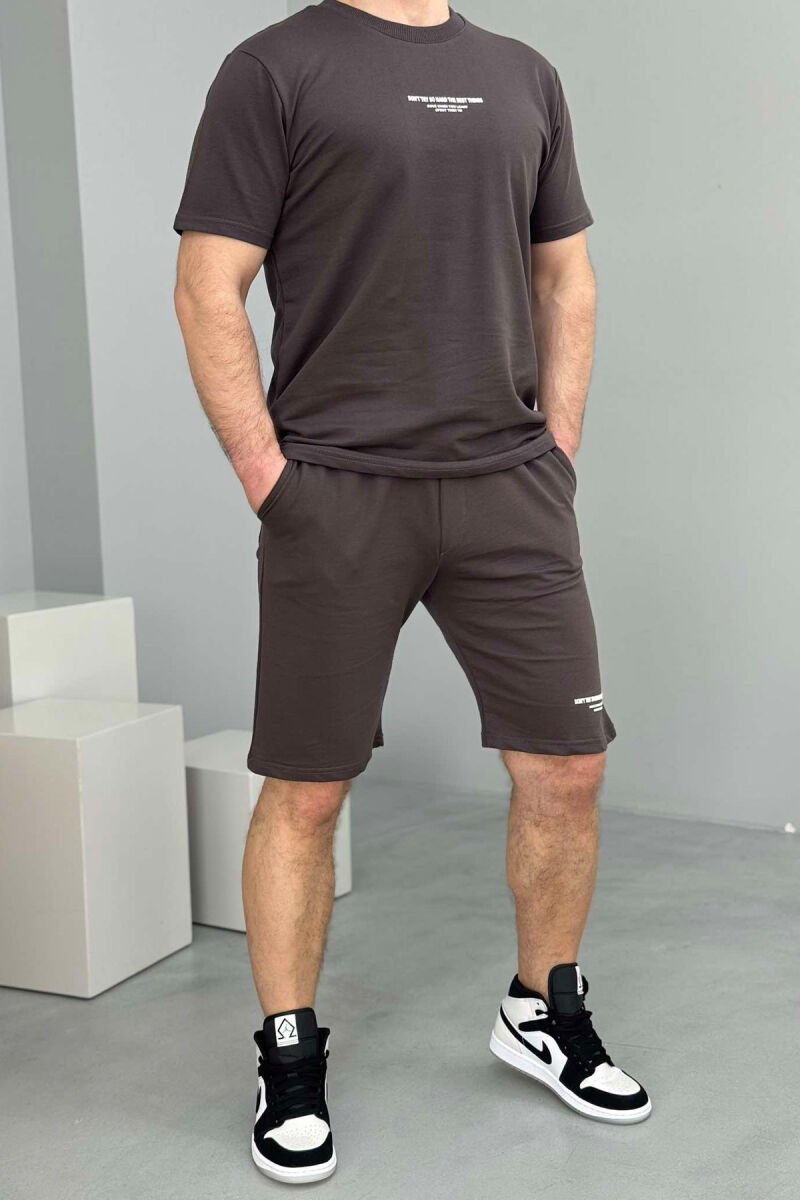 T-SHIRT+SHORT SWEATPANTS WRITTINGS MEN SET DARK GREY/GEE - 1